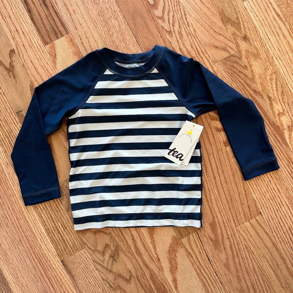 NWT Tea Size 2T Sun Shirt, Swim Shirt, Navy/White Long Sleeved